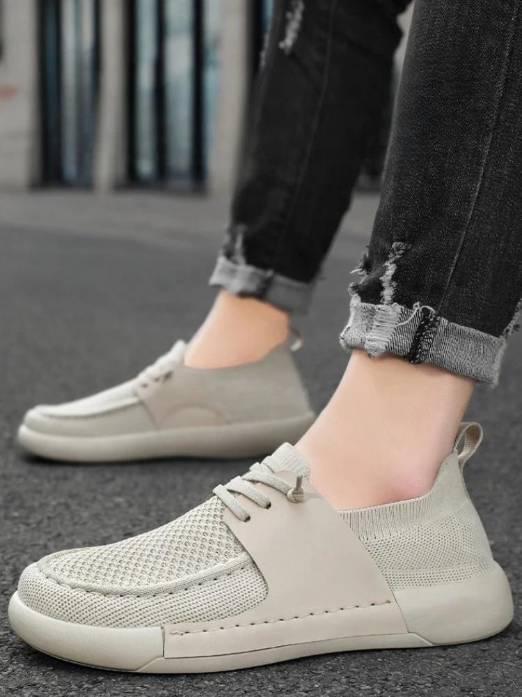 Fashion Sneakers Young Students Gray Round Toe Men's Casual Shoes Mesh Plain Designer Luxury Leisure Cheap Liquidation Sale On Male Shoe