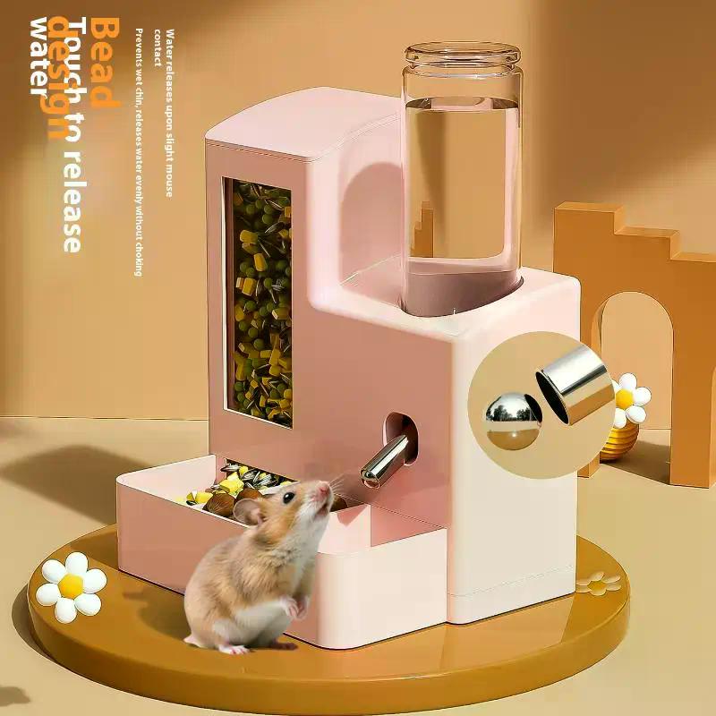 2-in-1 Automatischer Hamster Futterautomat Wasserspender Multifunktional Kleintiere Trinken Und Füttern Futterbehälter