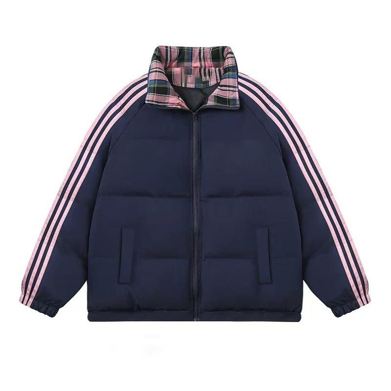 New Splicing Striped Down Cotton Clothes Women's Winter Coat Korean Version Loose Thickened Bread Clothes