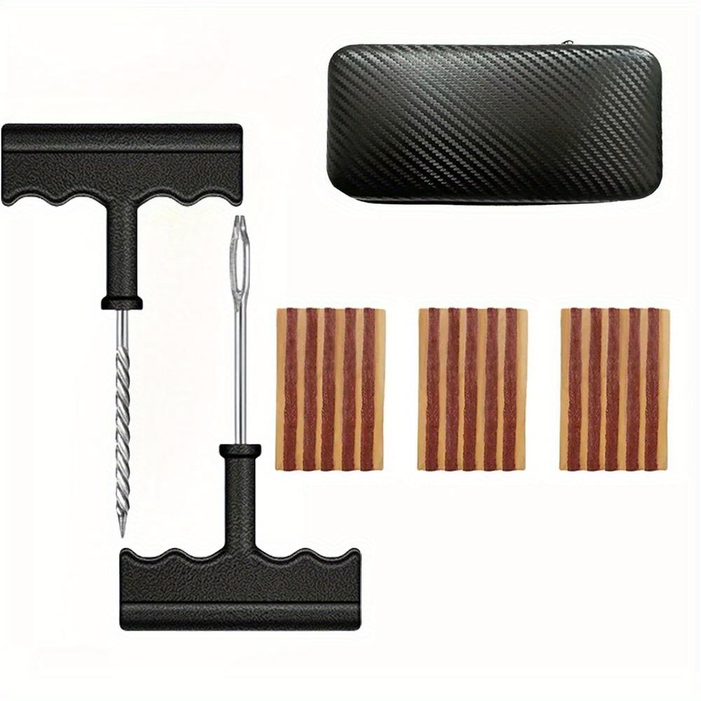 Emergency Flat Tire Repair Kit for Car & Motorcycle. Quick Puncture Plug Tool Set Ergonomic T-Handle, Heavy Duty & Portable