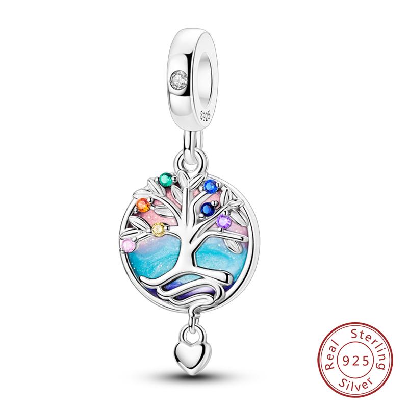 100% Copper Blue Crystal Life Tree Angel Star Moon Pendants Charms Fit Qikaola Original Bracelets Diy Jewelry