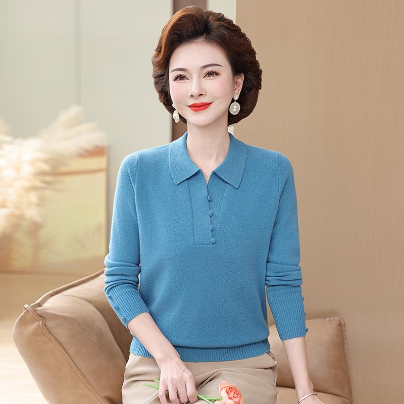 Luxurious Women's Pure Wool Turtleneck Sweater - Autumn/Winter Collection for Middle-aged Mothers