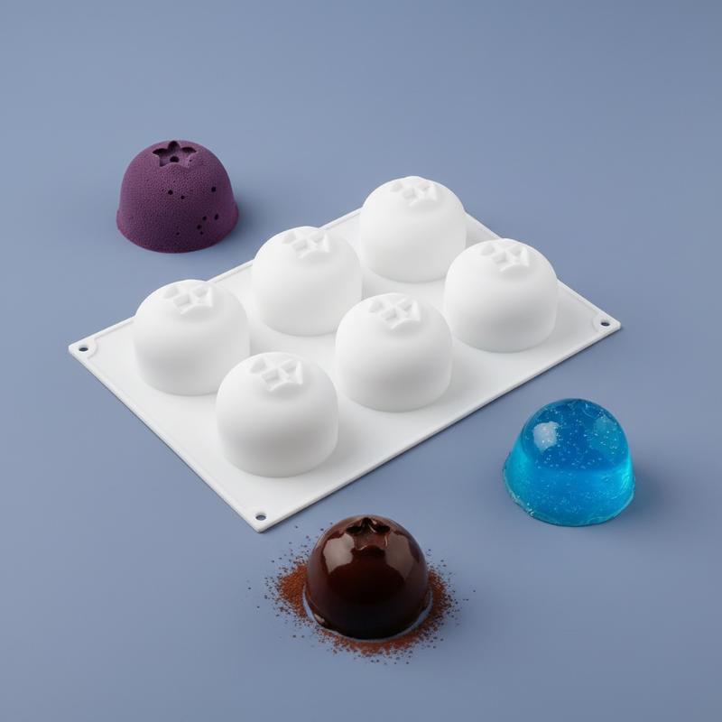 6-kammer Blåbær Design Mousse Kageform Frugtformet Dessertform DIY Silikone Bageform Til Chokolade Budding Bageudstyr