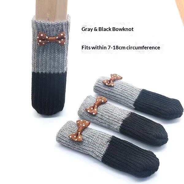 Table Chair Foot Cover Pad Protective Stool Foot Cover Leg Cover, Double-layer Thickened Knitted Chair Foot Cover Silent Non-slip Foot Cover