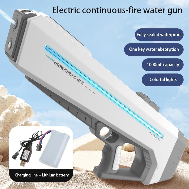 Powerful Electric Water Gun Toy With LED Large Automatic Water Pistol Continuous Shooting Balster Outdoor Toys For Boy Adult