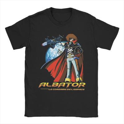 Harajuku T-Shirt Summer Anime Captain Harlock Trending T Shirts  100% Cotton Tee Shirt for Men Awesome Printed Short Sleeve Tops