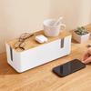 Bamboo Top Power Strip Cover Box Cable Organizer Desk Multi-Outlet Cord Hider Storage Case for Kid Friendly Entertaining Fun Play Safe