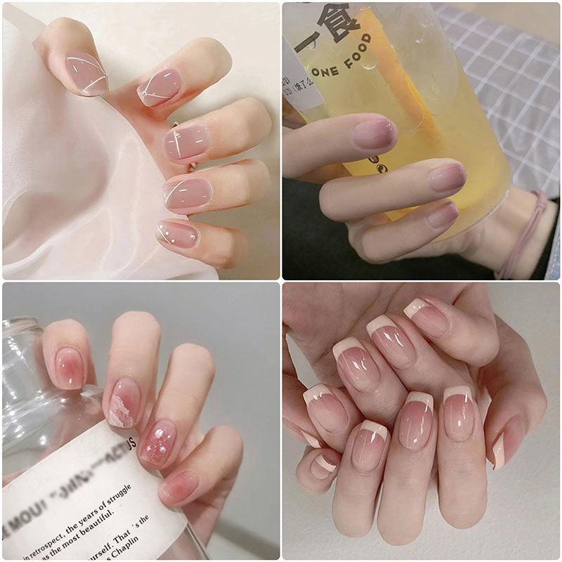 

Короткие розовые накладные ногти Aurora во французском стиле, 24 шт., перламутровые накладные ногти