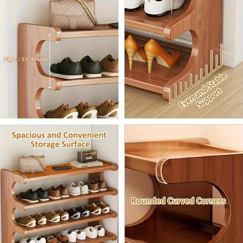 Large Capacity  Shoe Rack - Multi-Tiered Wood and Bamboo Storage Box,  Holds Multiple Pairs of Shoes,  Freestanding Shoe Cabinet