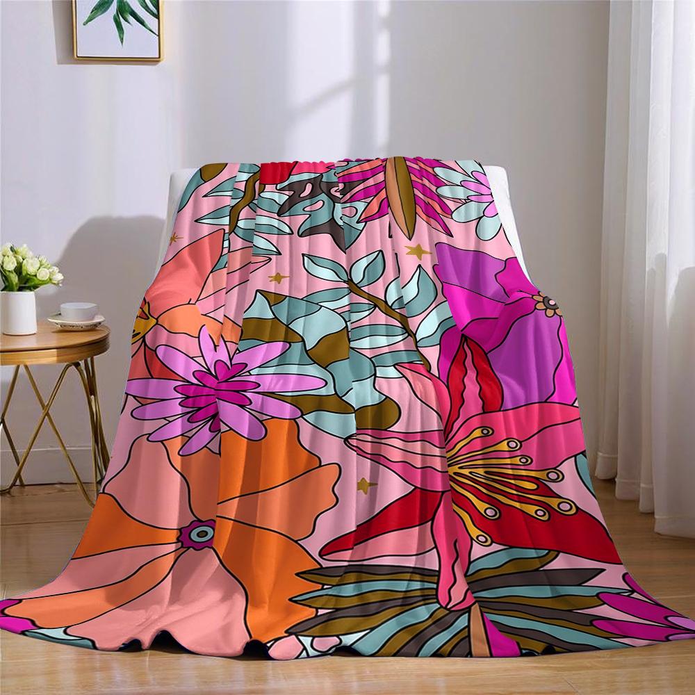 Blossom Fantasy Flannel Blanket Warm Soft Halloween Christmas Couch Warm Cozy Decorative Decor Gift for All Season