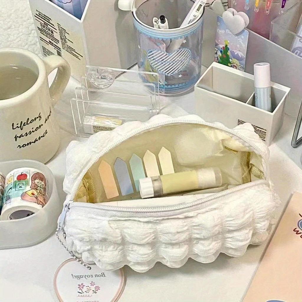 Kawaii Puffs Pencil Case Bag Cosmetic Girls Pen Pouch Box Cute Korean Stationery for Office Back To School Supplies Students