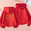 Kinder Voetbal Hoodie Letter CR7 Rits Stijl Jas Sweatshirt Jongens Meisjes 3-12 Jaar Lange Mouwen Losse Top Casual Sportkleding