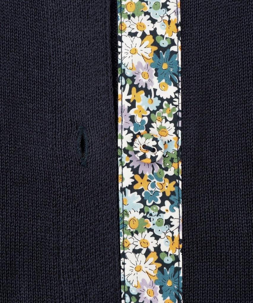 Afternoon Tea Living Sweater JK72 Covered Button Cardigan/Liberty Print, Medium, Navy