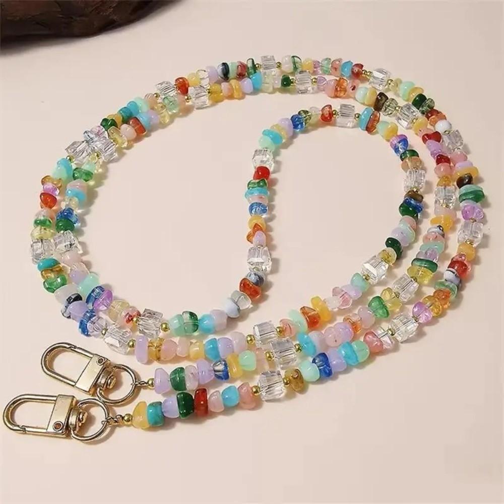 Adjustable Crossbody Lanyard Strap Gravel Bead Anti-Theft Lanyard Durable Mobile Phone Lanyard