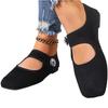 Women's Plus Size Casual Square Toe Flats with Rhinestone Decoration Adjustable Strap Comfortable Slip-On Shoes Suitable for Daily Wear