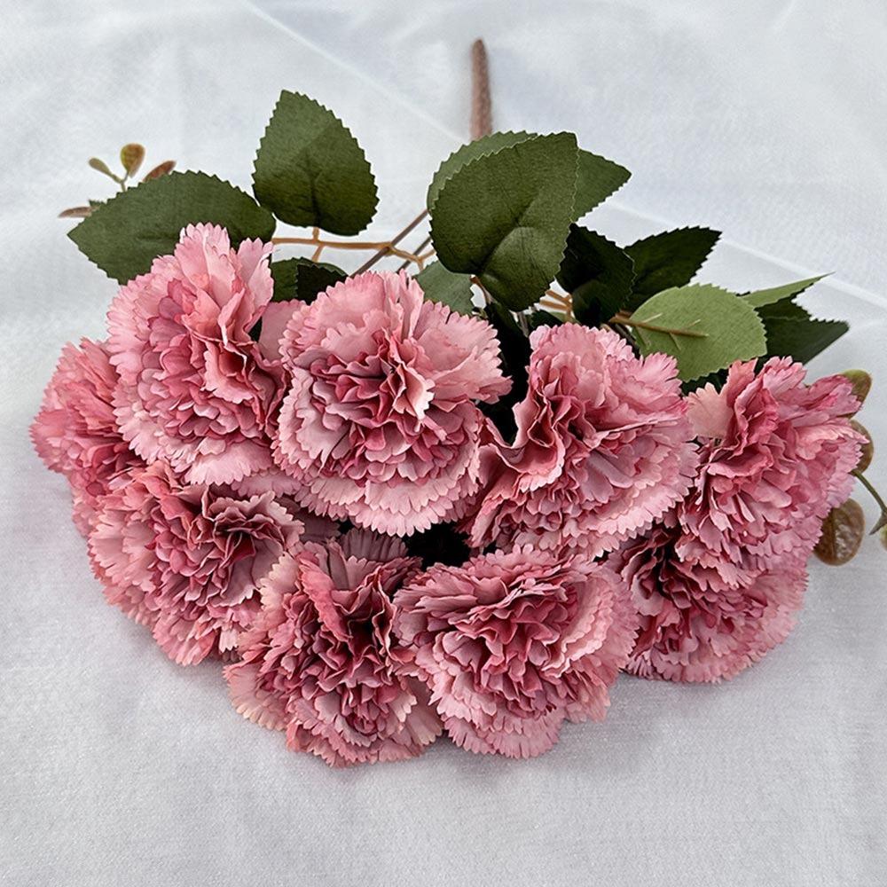 Multicolor Carnation Artificial Flower Silk Petal 9 Heads Simulation Plants Desktop Ornament Floral Arrangement