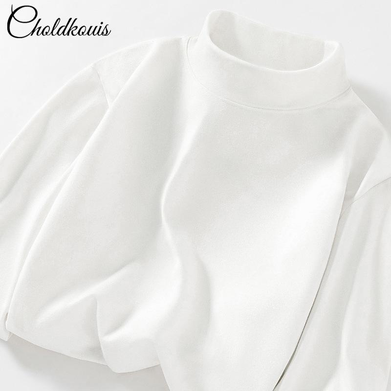 Velvet Autumn High Neck Fleece-Lined Men's Long Sleeve Base Layer T-Shirt