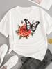 (Asian Size) trend love flower Short Sleeve T-shirts Women's Top T Female Print  Fashion O-neck Casual Clothing  Graphic Tee