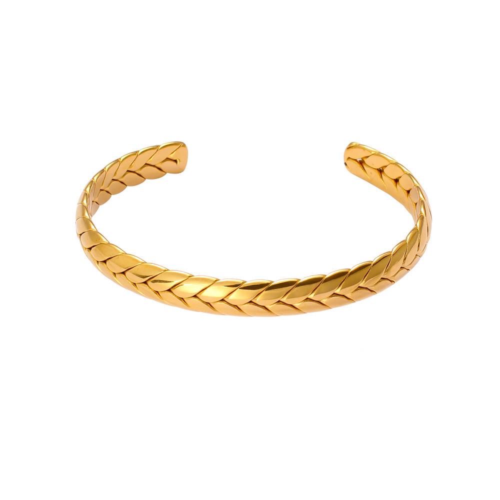 Exaggerated C-Shaped Wheat Ear Knot Bracelet – High-End Statement Open Cuff Jewelry