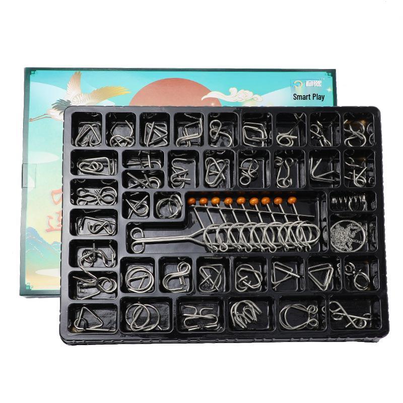 Nine-Piece Interlocking IQ Puzzle Set - Luban and Kongming Locks for Children's Education
