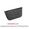 For Tesla Model 3/Y Model 3 Highland Car Set Back Storage Box TPE Auto Back Seat Trash Can Waterproof Cup Holder Accessories