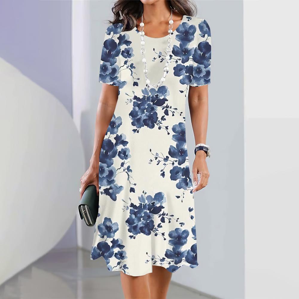 2025 Summer New Chinese Style Floral Print Women's Dresses Female Elegant Dresses Plus Size Long Dresses Women's Clothing
