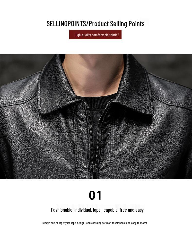 Herren PU-Leder Stehkragen Jacke - Weich, Vielseitig, Leichter Business Casual Mantel für Herbst und Winter