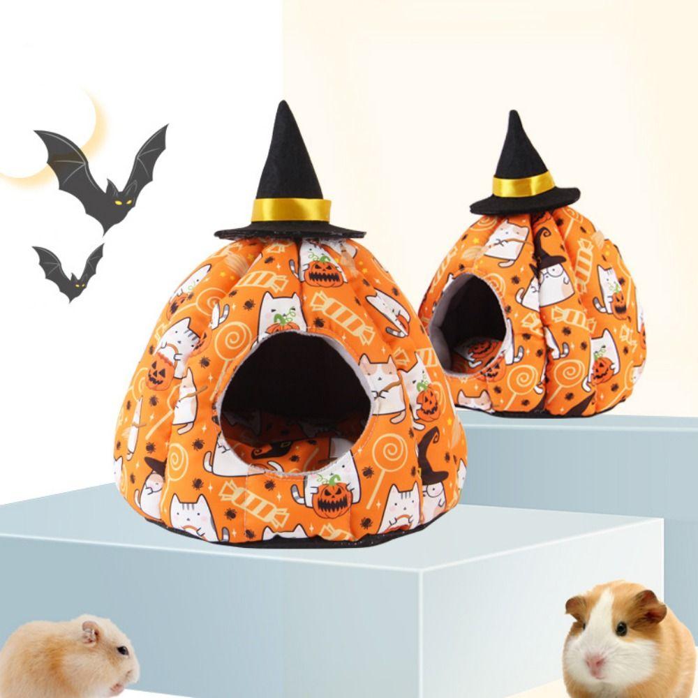 

Soft Halloween Hamster House Warm Ferrets Bed House Hedgehogs Pumpkin Hideout Halloween