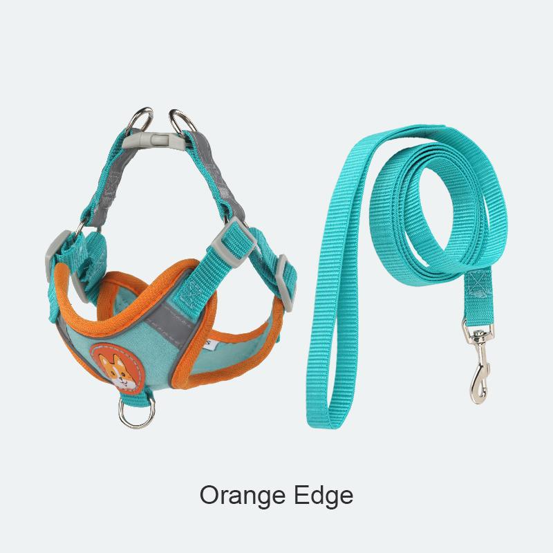 Pet Suede Chest Harness Vest Dog Strap Reflective Leash Retractable For Small Light And Convenientn