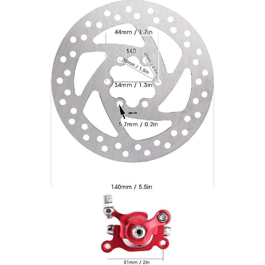Electric Scooter Brake Rotor Brake Caliper Brake Pad Set Disc Brake Caliper Aluminum Alloy for Small Electric Scooter
