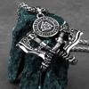 YQ 316L Stainless Steel Double Axe Viking Pendant Necklace For Men Jewelry Punk Accessories