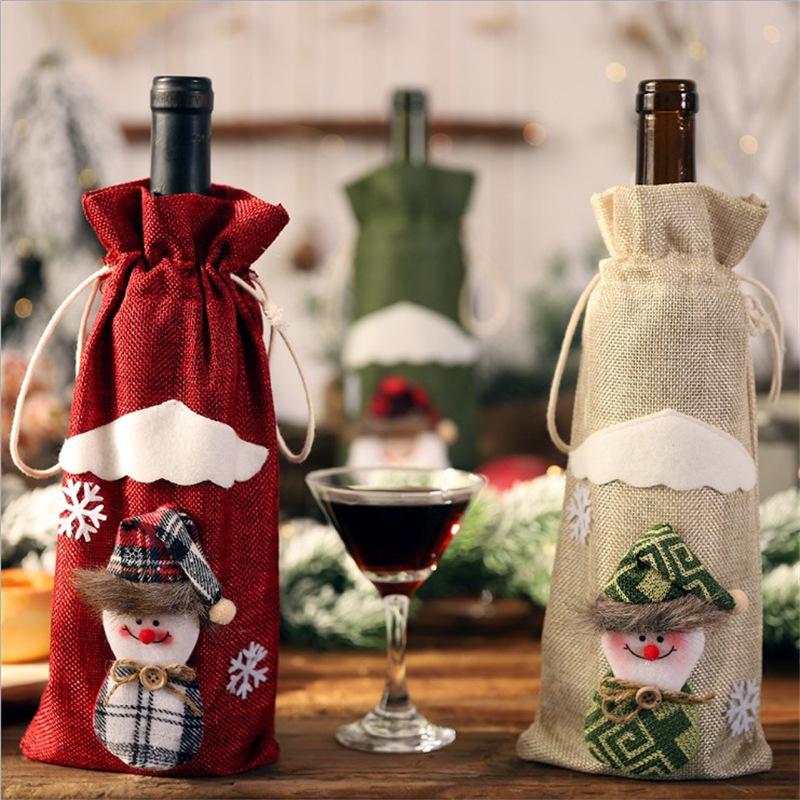 Christmas Home Decor Christmas Wine Bottle Set Wine Champagne Bottle Bag Table Dress Up