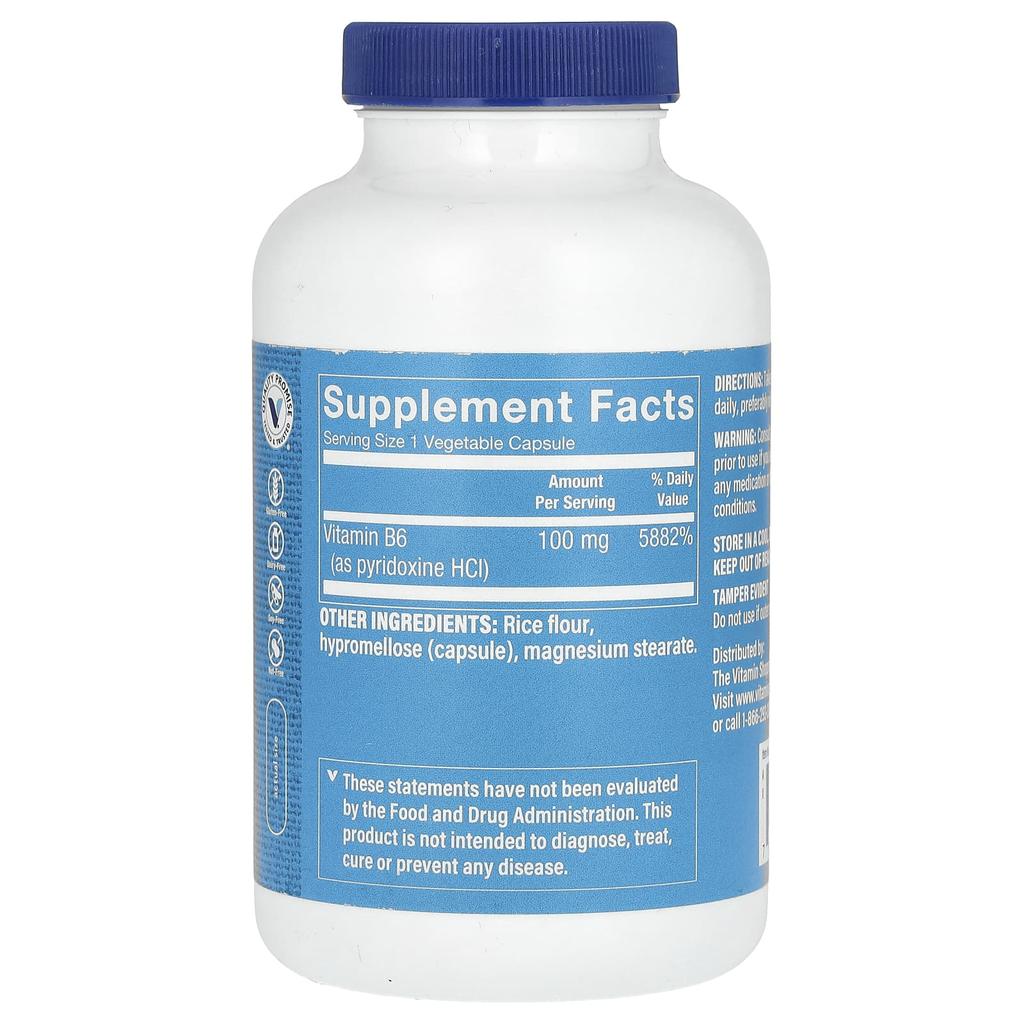 Vitamin B6, 100Mg, 300 Vegetable Tablets
