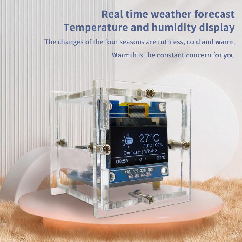 ESP8266 Mini Weather Clock Kit Electronic Weather Station Multifunctional WIFI Digital Clock DIY Soldering Project Practice Kit