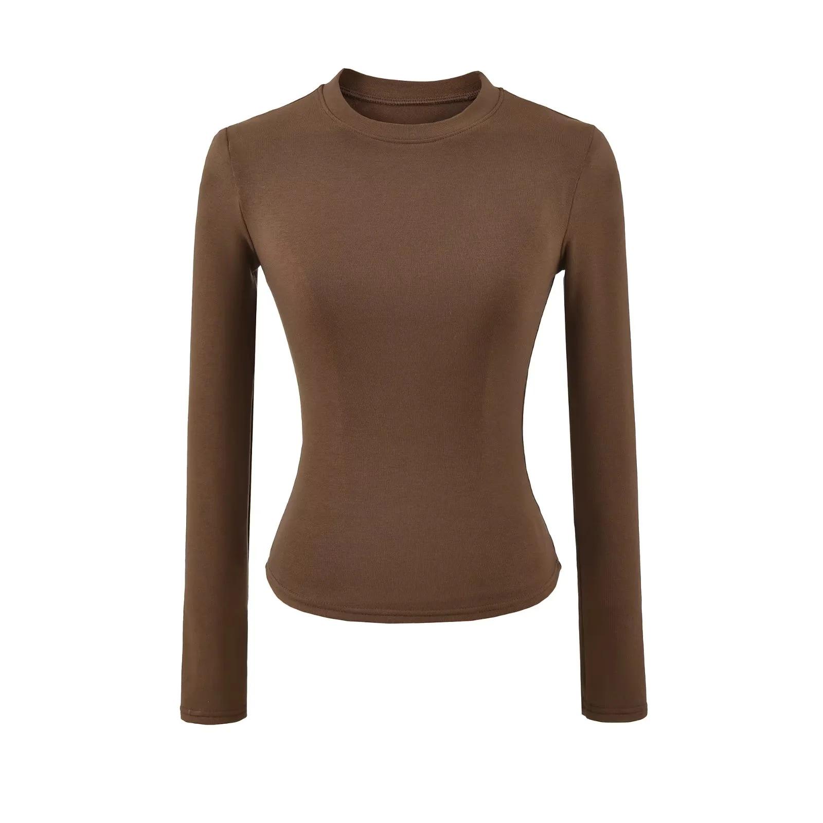 

Women s Slim Fit Faux Cashmere Long Sleeve Base Layer for Autumn/Winter Large кавовий