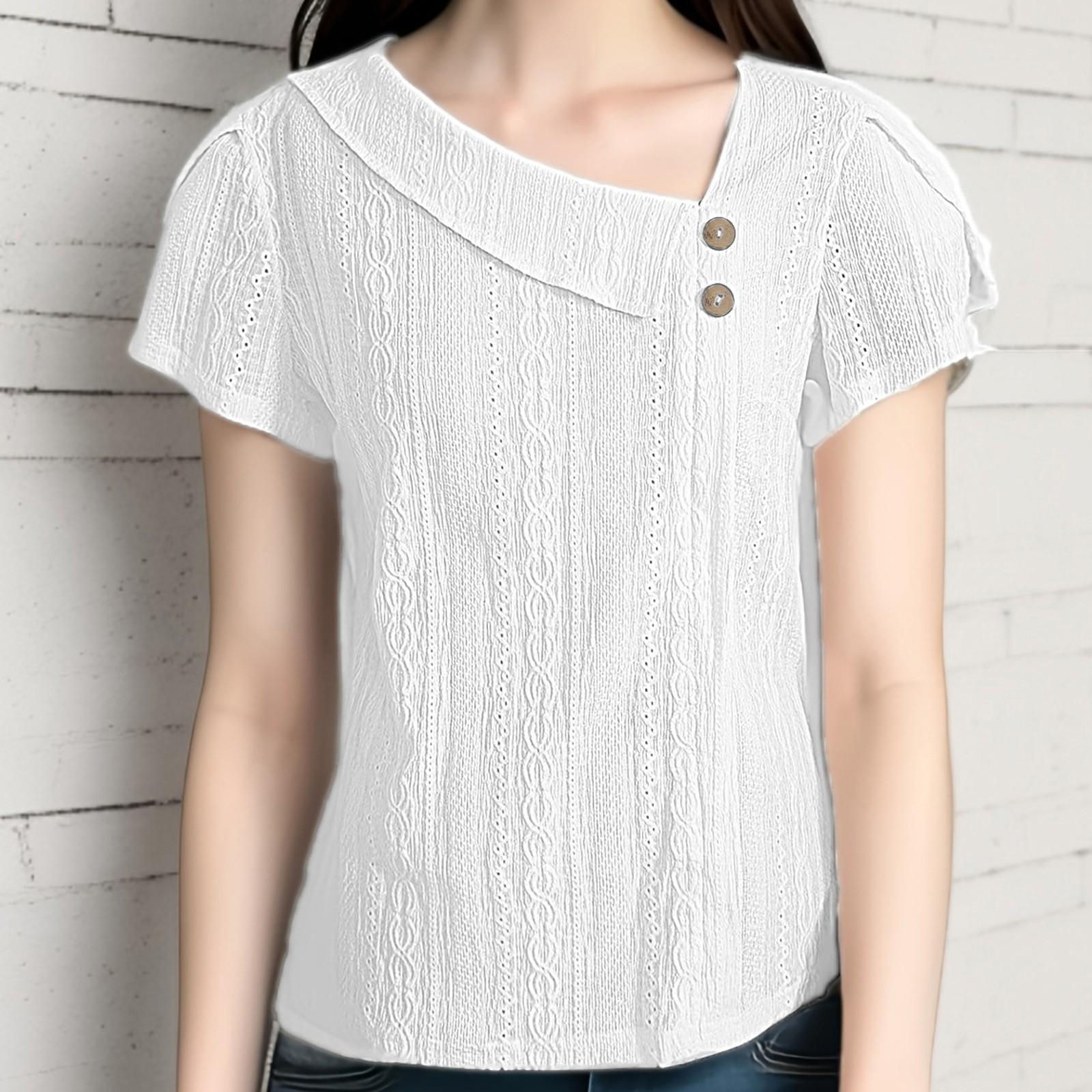 

Женский летний новый однотонный пуловер с короткими рукавами, футболка с лепестками, топ XL белый