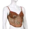 Slim Fit Lace Camisole Brown Lace Splicing Tank Top Streetwear Lace Corset  Travel