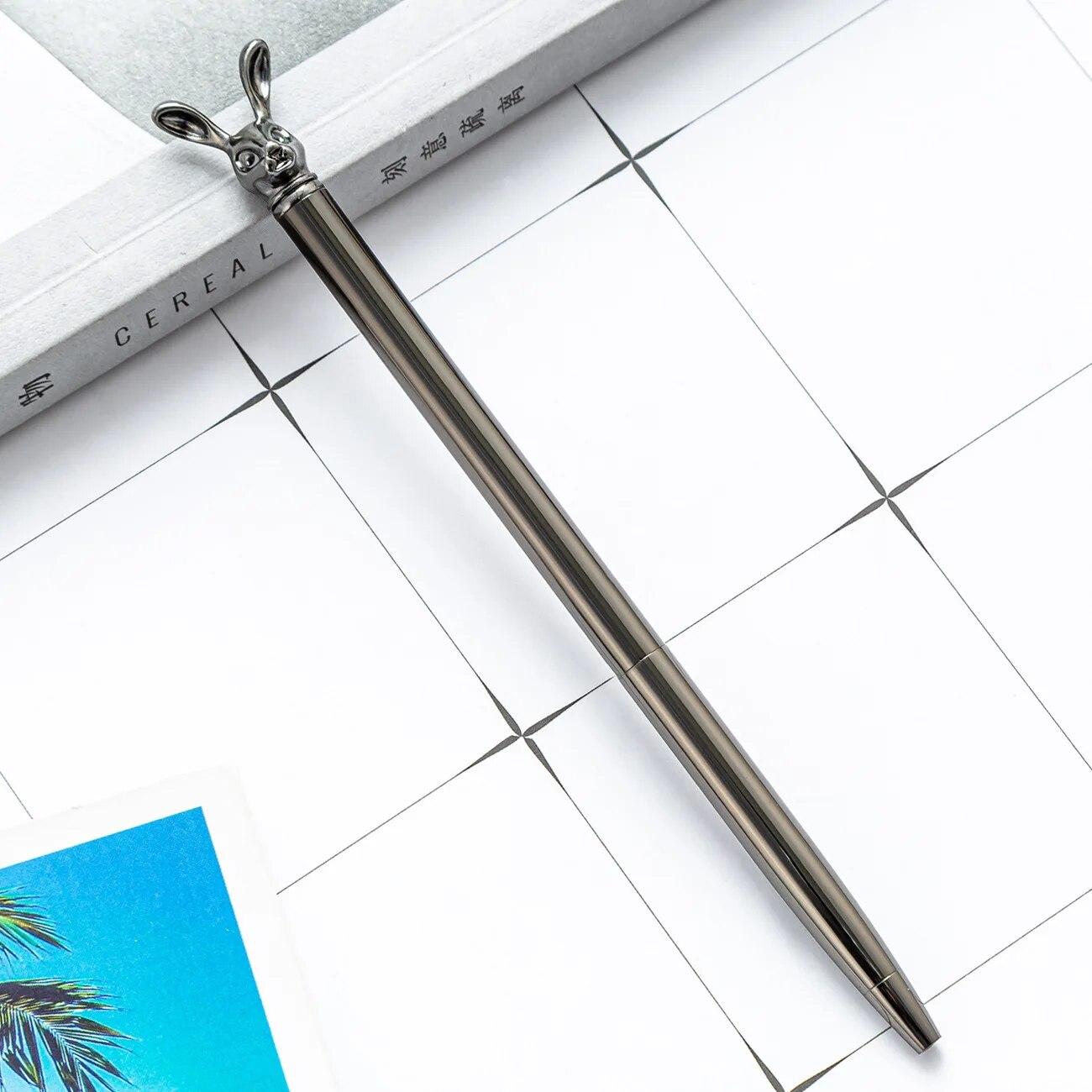 

Кулькова ручка з 1 шт. Милий кролик і кролик. Весільні металеві канцелярські товари з рожевого золота. Шкільні канцелярські товари