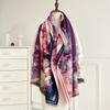Ink painting, flower imitation cashmere printing scarf, new elegant women's warm scarf, fashionable retro shawl