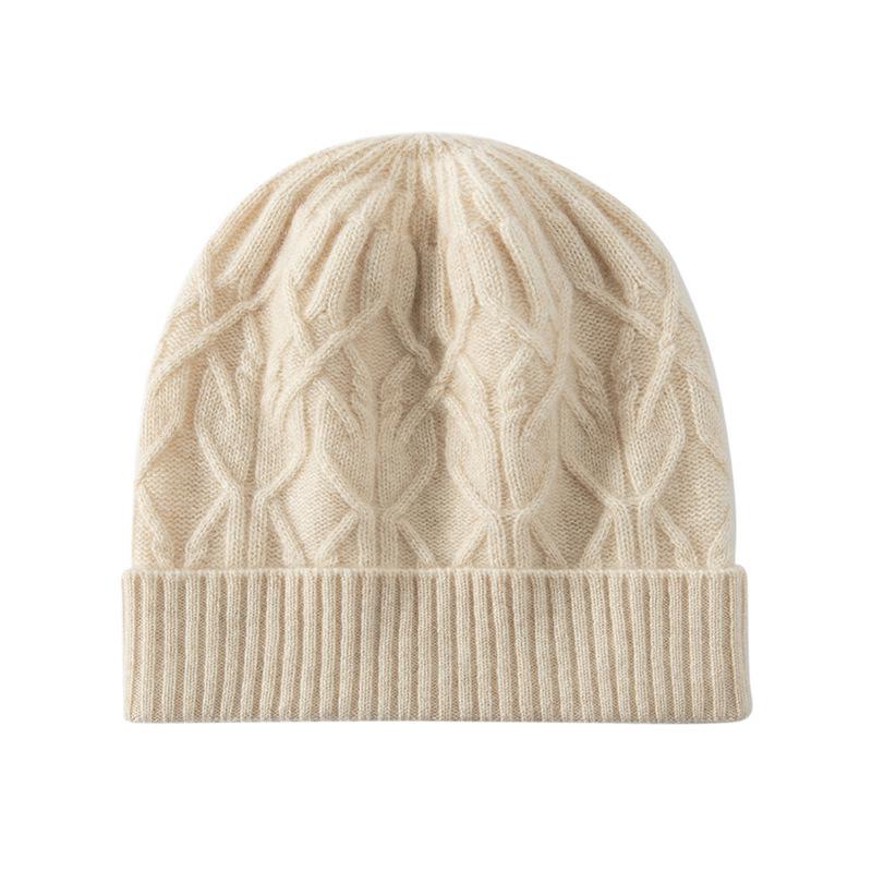 2025 Autumn/Winter Women's Cashmere Knitted Turban Hat - Classic, Warm, Windproof, Versatile, Slimming Design.
