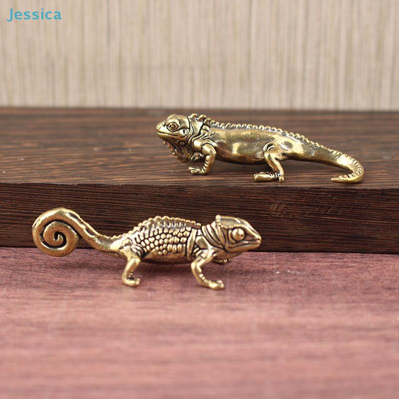 Brass Lizardgeckofigurine - Mini Reptile Statues For Desk Decor  Collectibles