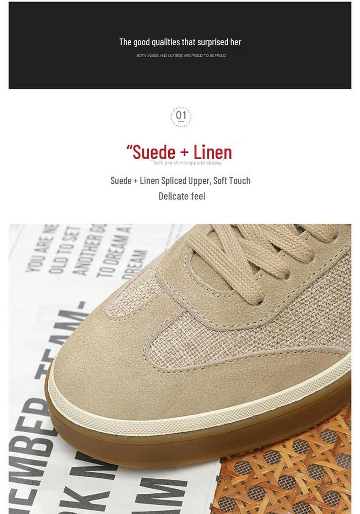 2026 Suede Cowhide Retro Men's Casual Shoes - Lightweight Linen Luxury German Trainer