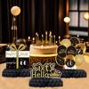 Party-Dekorationen zum 60. Geburtstag, schwarze und goldene Waben-Papier-Geburtstagsornamente, Festival-Dekorationen zum 60. Jahrestag