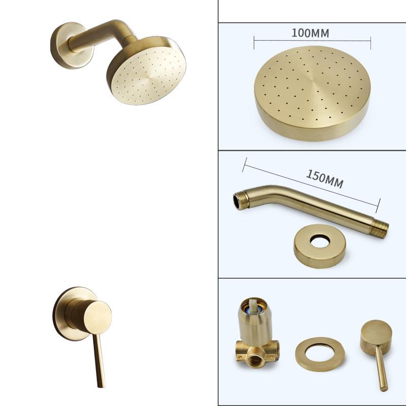 Gebürstetes Gold/Nickel Badezimmer Duschset Messing Wandmontierte Warm- und Kaltwasser-Mischarmaturen Einhebel-Duschkopf Duschwannen-Mischarmatur