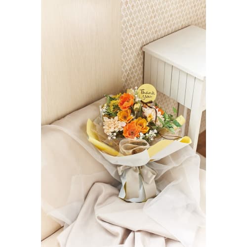 Tokyodo Artificial Flower MAGIQ Soleil Gerbera Bundle, Light Orange, 7cm Diameter x 27cm Length, 3-Pack, FM002832-009