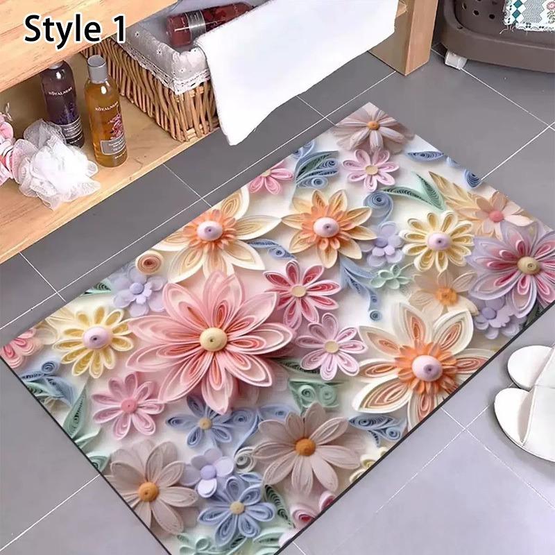 Three-dimensional Flower Diatom Mud Floor Mat Bathroom Carpet Toilet Footpad Super Absorbent Washstand Mats Home Entry Decor Rug