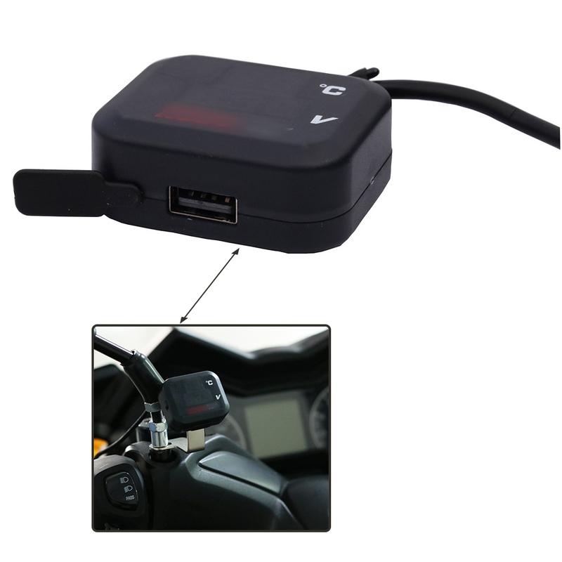 Motorcycle Digital Thermometer Voltmeter Temperature Voltage Display Gear Indicator With USB Charge Water Temp Meter Gauge
