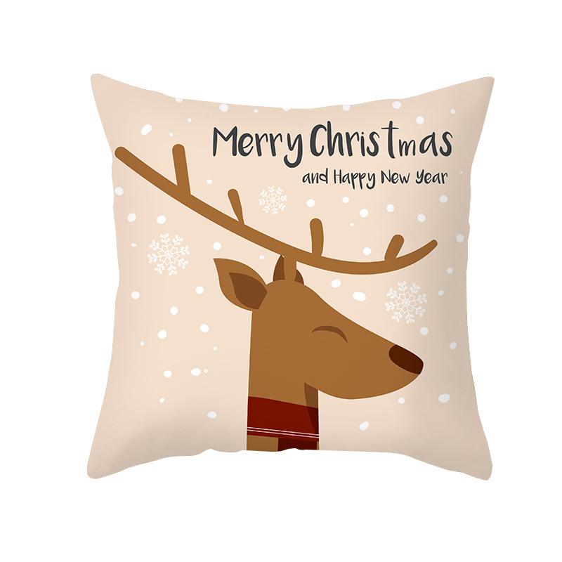 Christmas Pillow Case Wish Cartoon Print Peach Skin Christmas Pillow Home Sofa Cushion