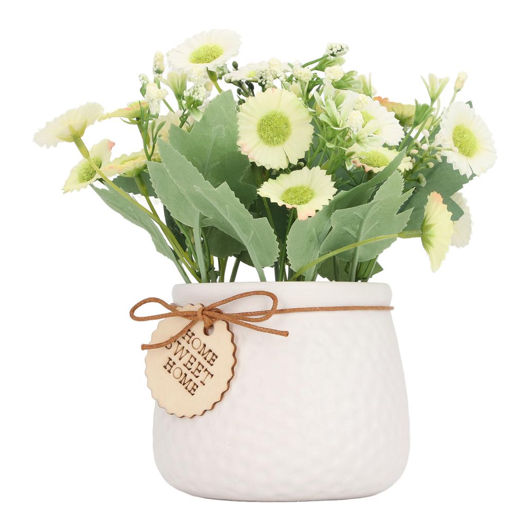 Små konstgjorda krukväxter Mini falska krukväxter Falsk prästkrageprydnad Hem Inomhus Utomhusdekor 7146B 01 Gul med