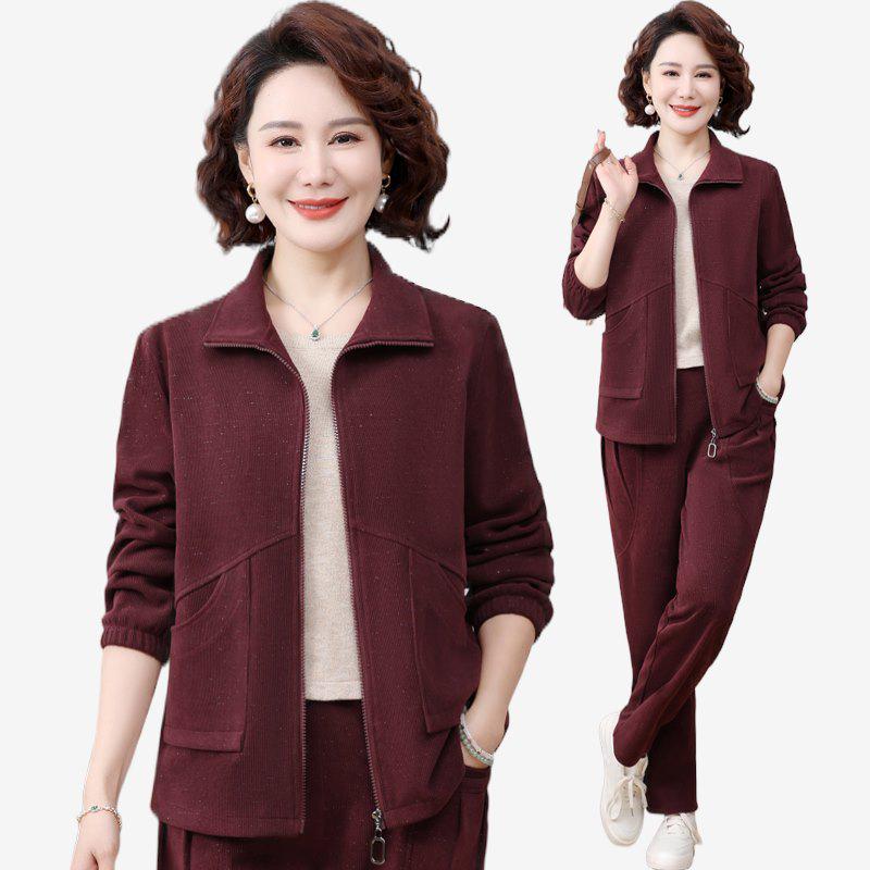 Trening elegant de primăvară: Set din două piese 2025 pentru femei de vârstă mijlocie - Jachetă casual și pantaloni pentru primăvară și toamnă